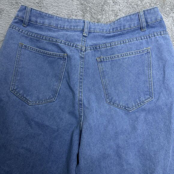 SHEIN 0XL Distressed Patch Jeans Sun Flower Graphic Denim Pants Boho Y2K Style - Picture 10 of 11